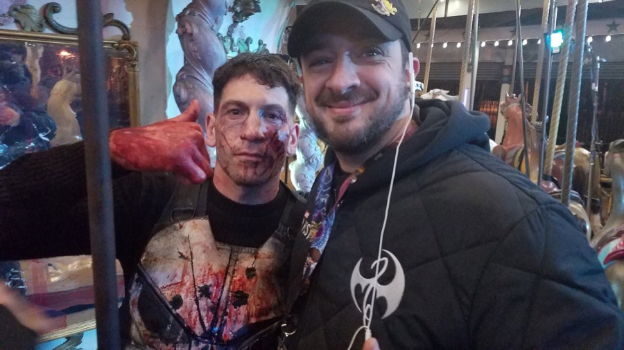 On set with Jon Bernthal